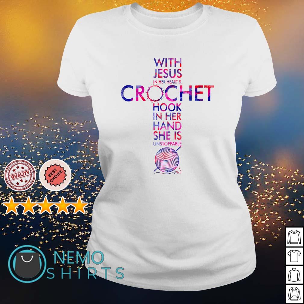 Womens With Jesus In Her Heart & Crochet Hook In Her Hand Tshirt Womens With Jesus In Her Heart & Crochet Hook In Her Hand Tshirt
