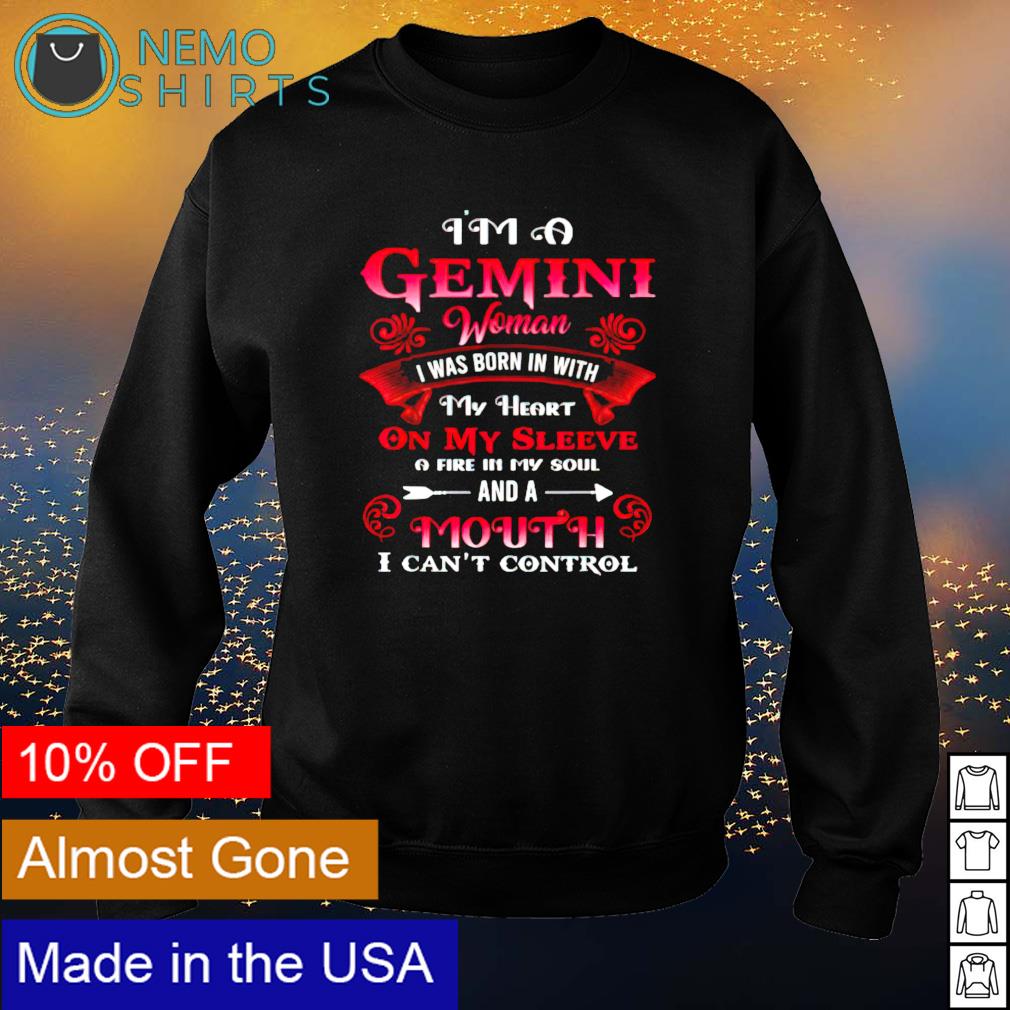 Gemini Woman I Was Born With My Heart On Sleeve Birthday shirt