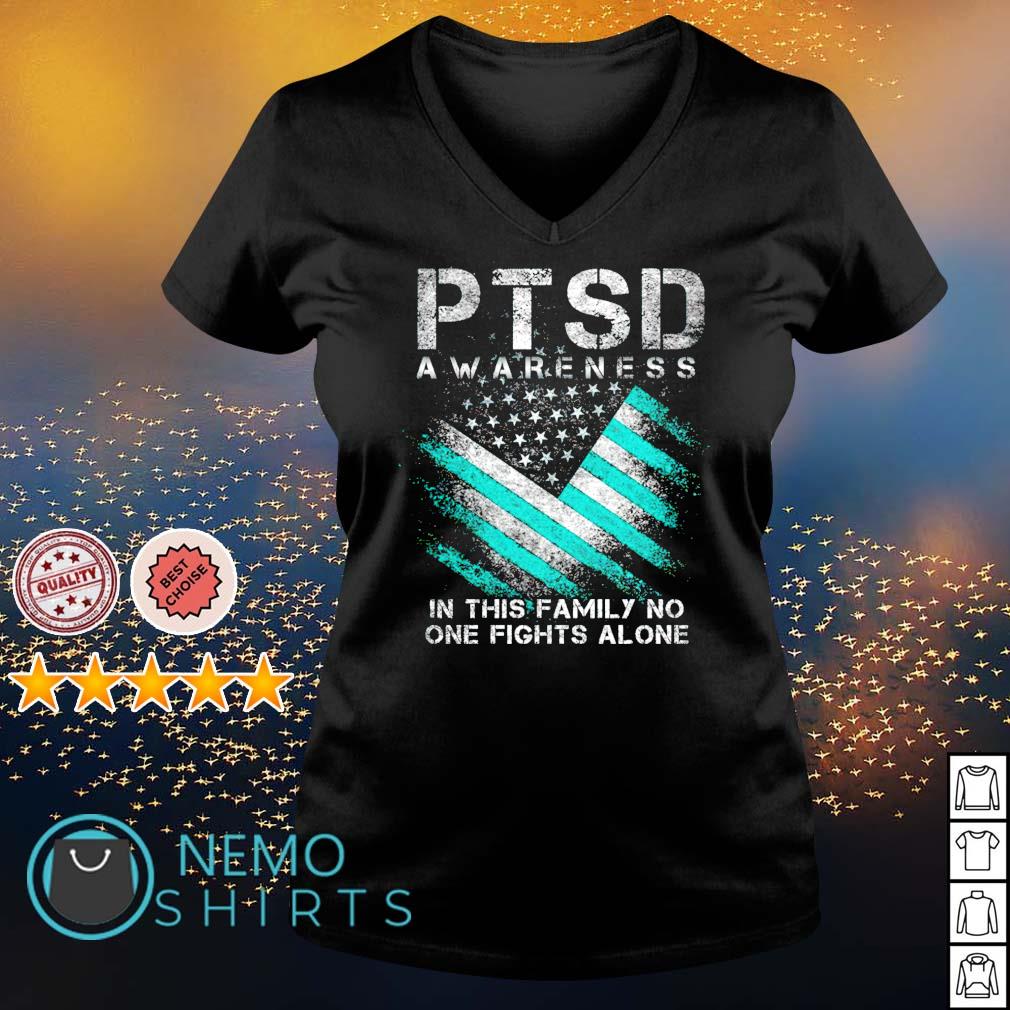 Awareness Month Ribbon Support Squad Gift In This Family Nobody Fights Alone Buy 2+ Get 30% OFF PTSD Awareness Unisex T-shirt