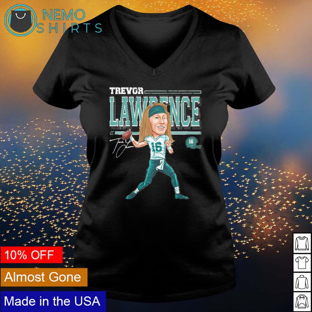 Jacksonville Football 16 Trevor Lawrence Cartoon signature shirt, hoodie,  sweater and v-neck t-shirt