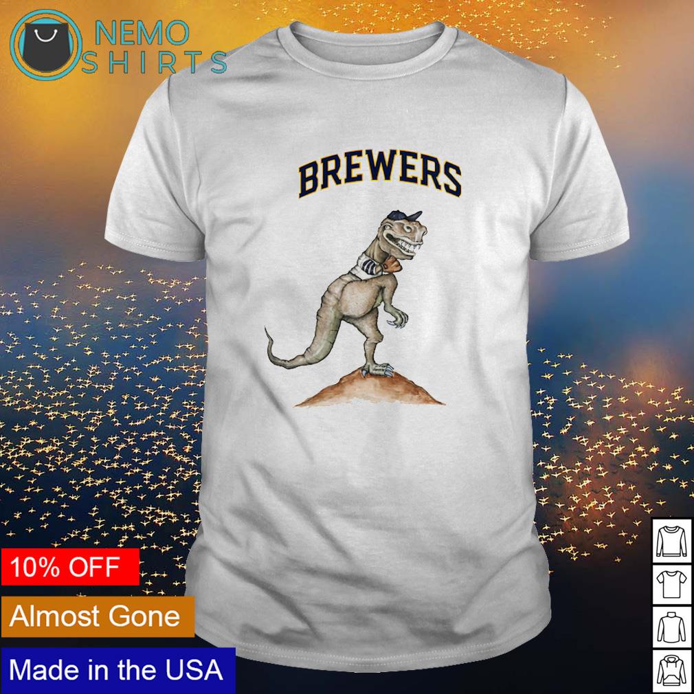 Milwaukee Brewers T-Rex throw a baseball shirt - Kingteeshop