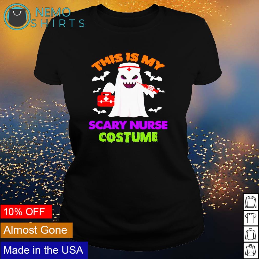 Boo ghost this is my scary nurse costume Halloween shirt, hoodie, sweater  and v-neck t-shirt