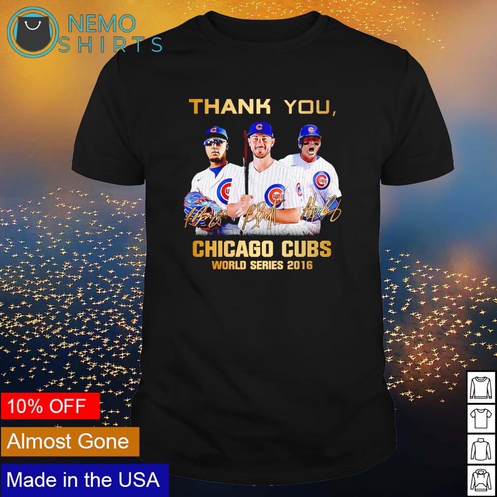 Thank you Chicago Cubs world series 2016 player signatures shirt