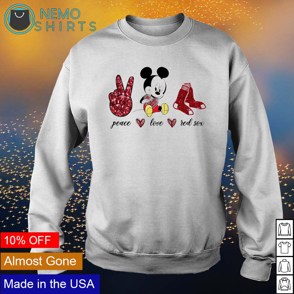Mickey mouse peace love Boston Red Sox shirt, hoodie, sweater and v-neck t- shirt