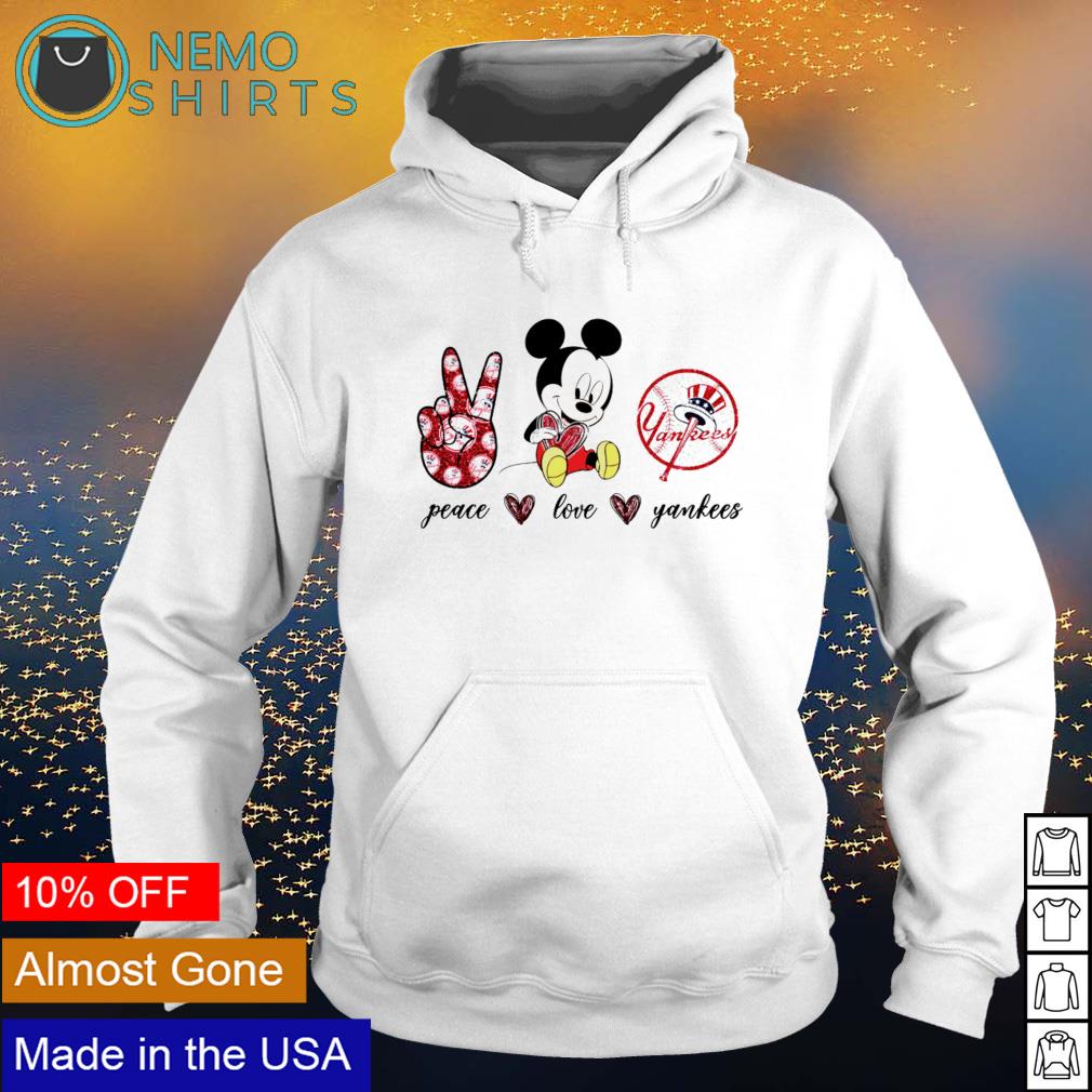 Mickey mouse peace love new york yankees shirt, hoodie, sweater, long  sleeve and tank top