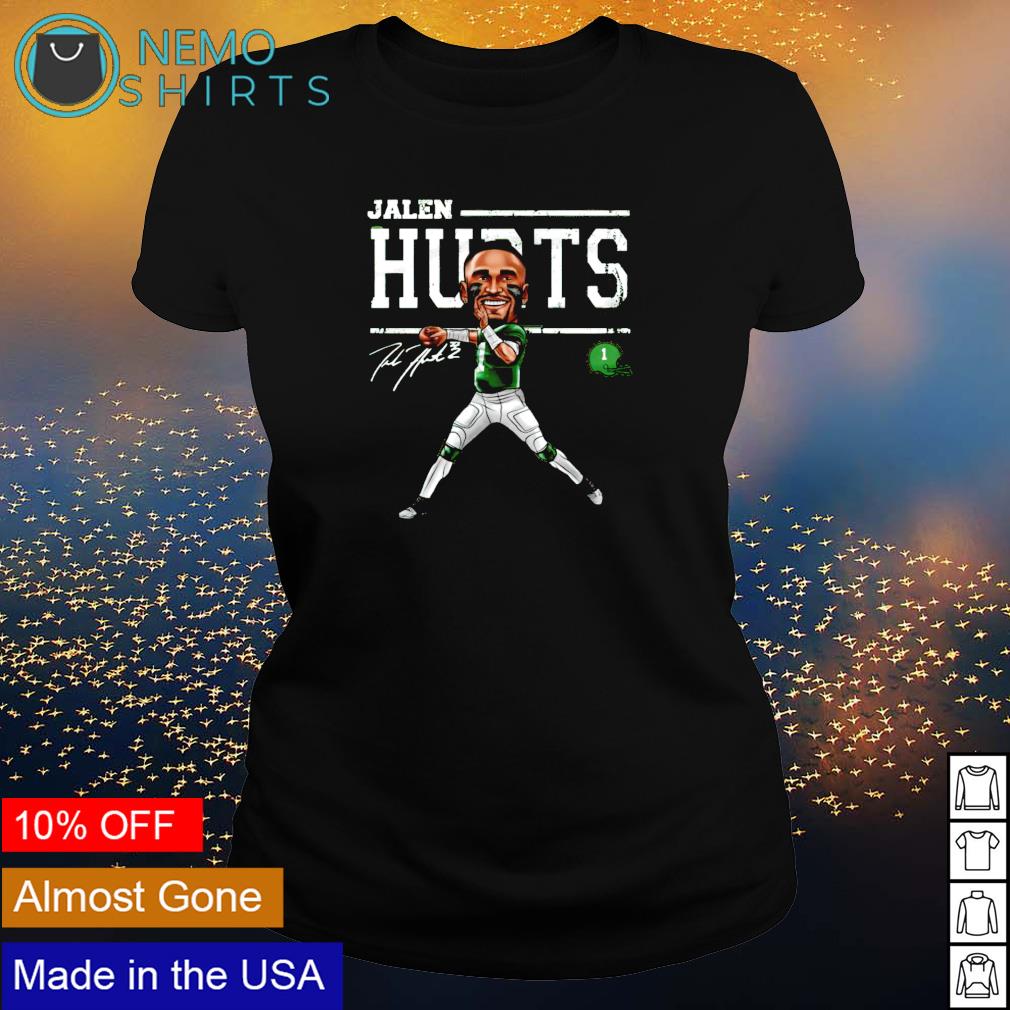 Jalen Hurts Philadelphia Eagles Cartoon Signature T-Shirt