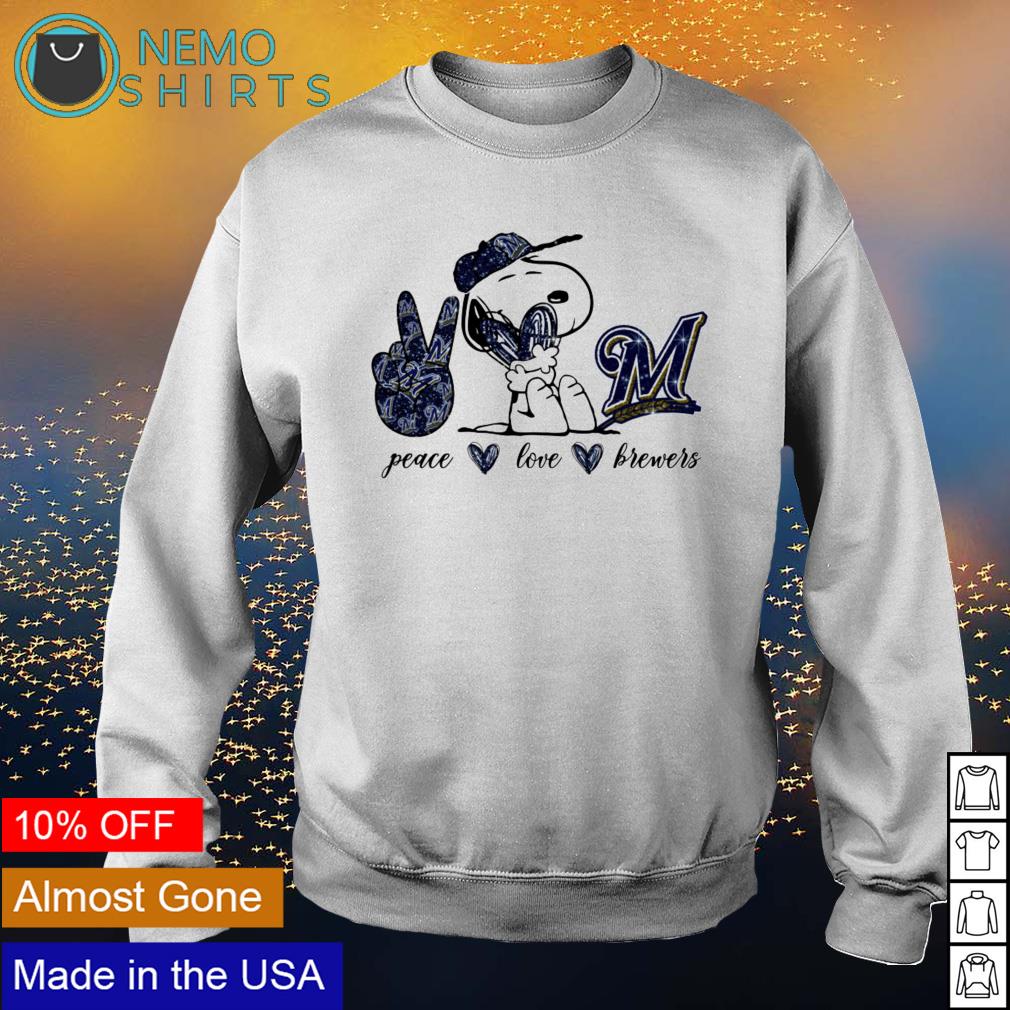 Snoopy Peace Love Milwaukee Brewers shirt, hoodie, sweater and long sleeve