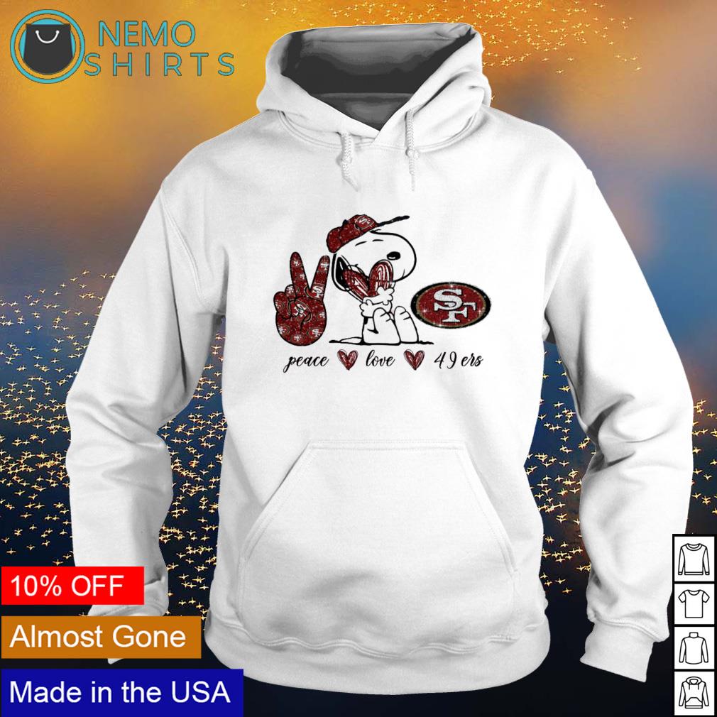 Snoopy peace love San Francisco 49ers shirt, hoodie, sweater and v-neck  t-shirt