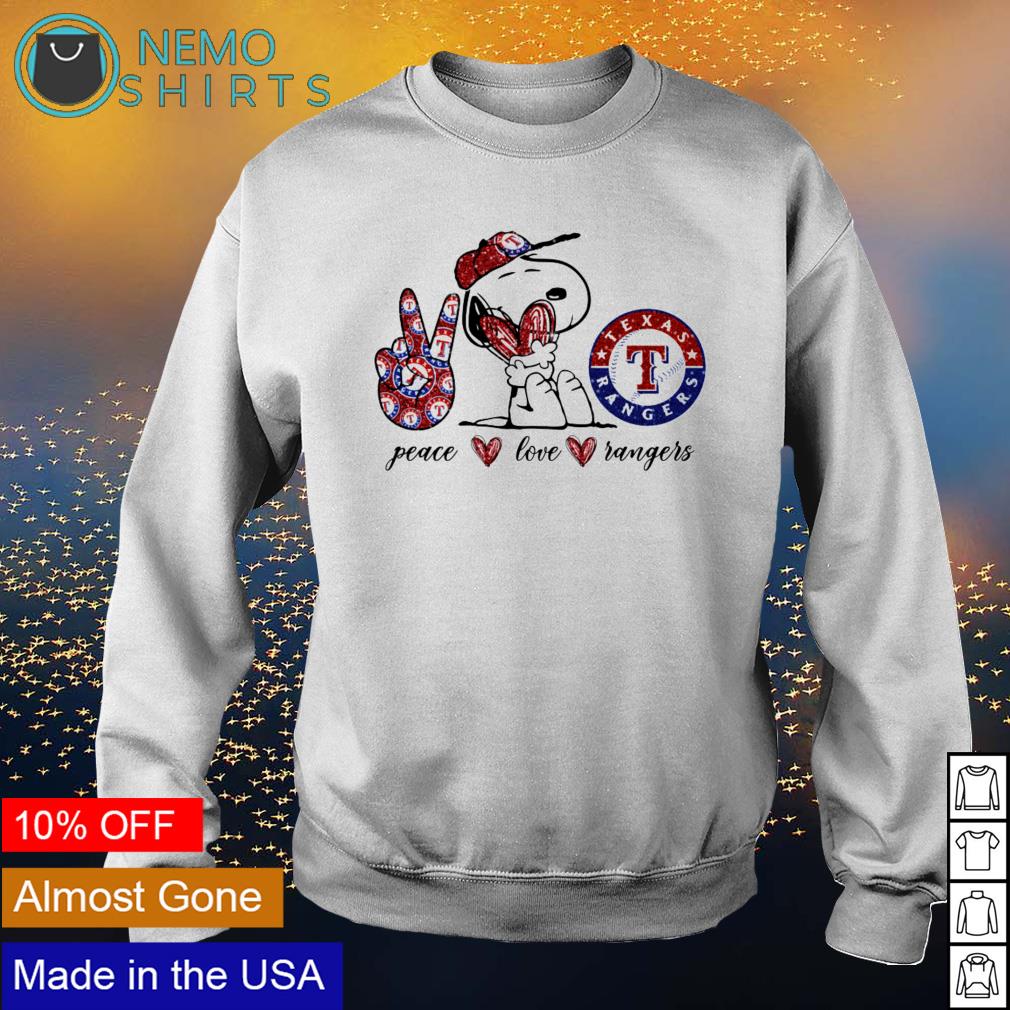 Snoopy Peace Love Texas Rangers Shirt, hoodie, sweater and long sleeve