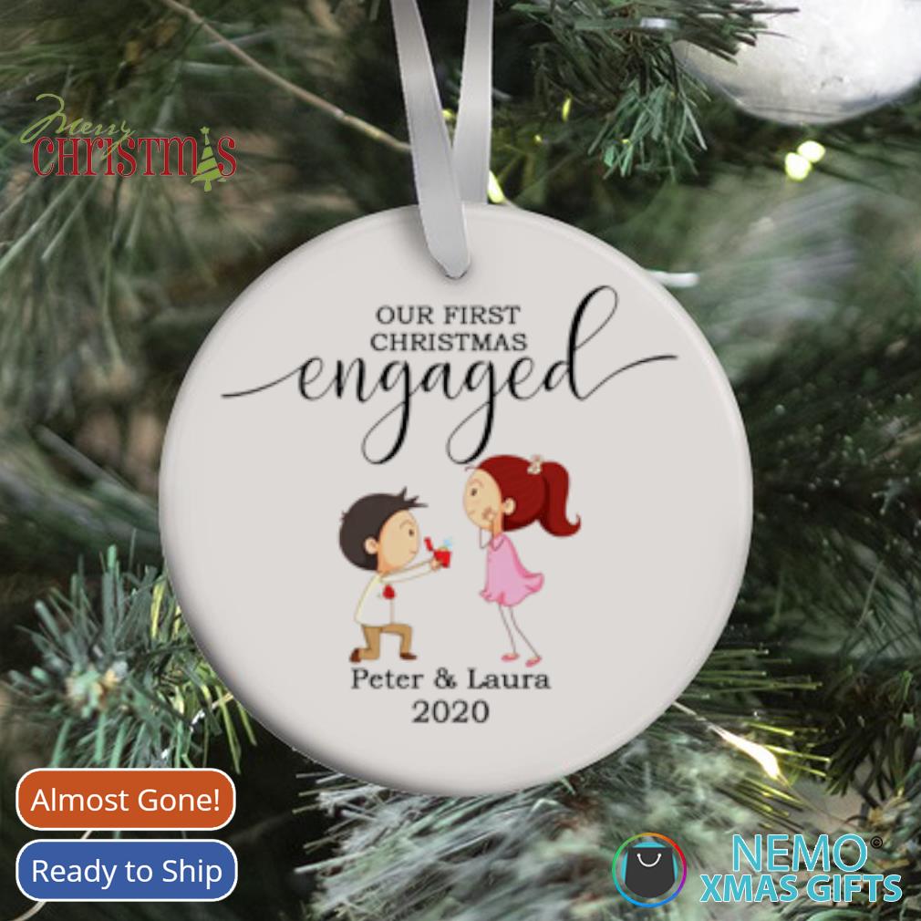 Engaged Christmas Ornament Personalized - First Christmas Engaged