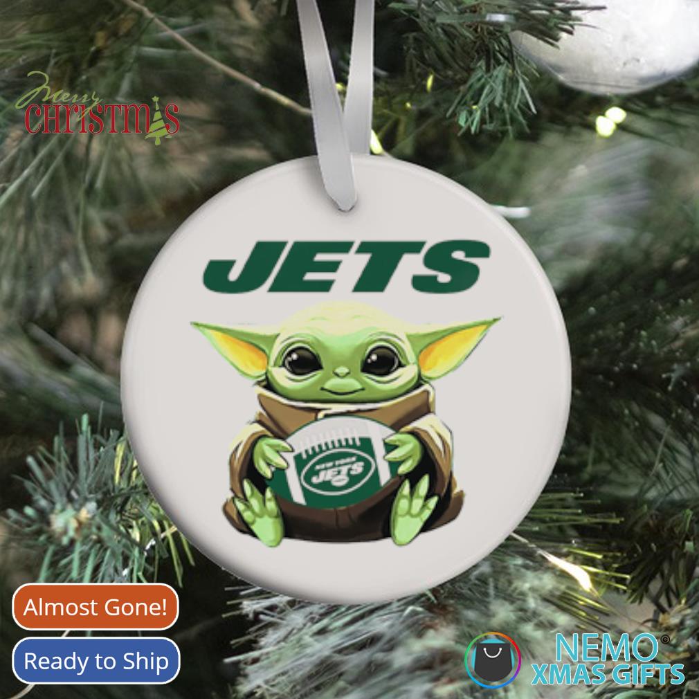 New York Jets Baby Yoda NFL Football Christmas Ornament Cute