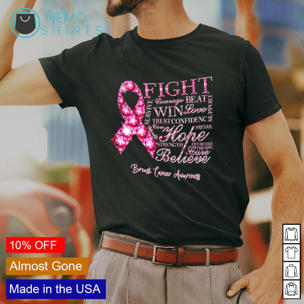 BELLA+CANVAS Pink Ribbon Believe Women's T-Shirt Medium Black