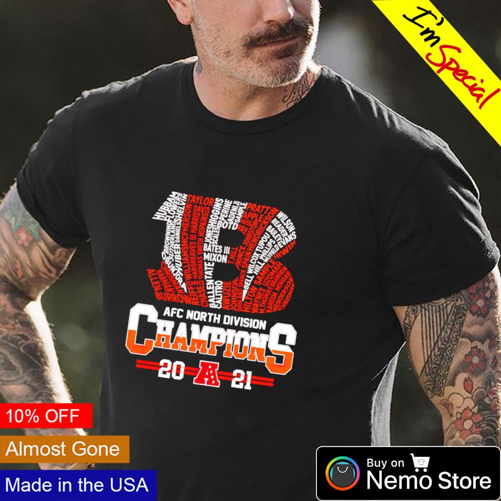 Cincinnati Bengals 2021 AFC North Division Champions players name shirt,  hoodie, sweater and v-neck t-shirt