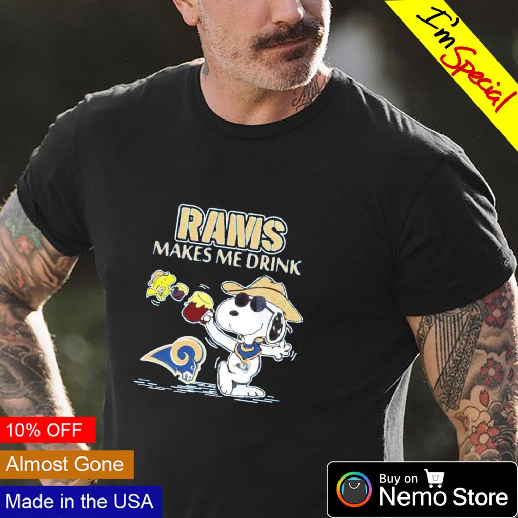 Snoopy and Woodstock Los Angeles Rams makes me drink beer shirt, hoodie,  sweater and v-neck t-shirt