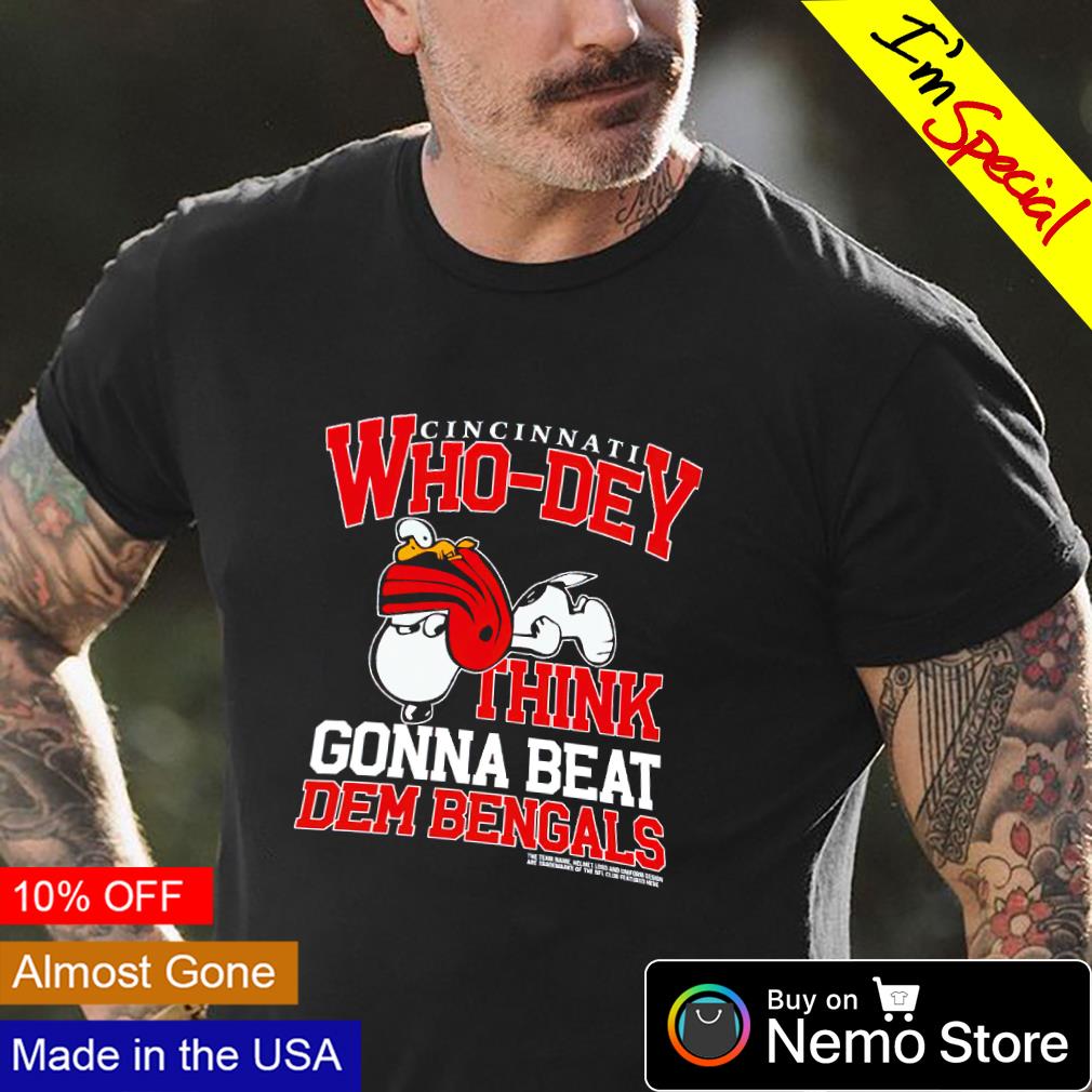 Snoopy Cincinnati who dey think gonna beat dem bengals shirt, hoodie,  sweater and v-neck t-shirt