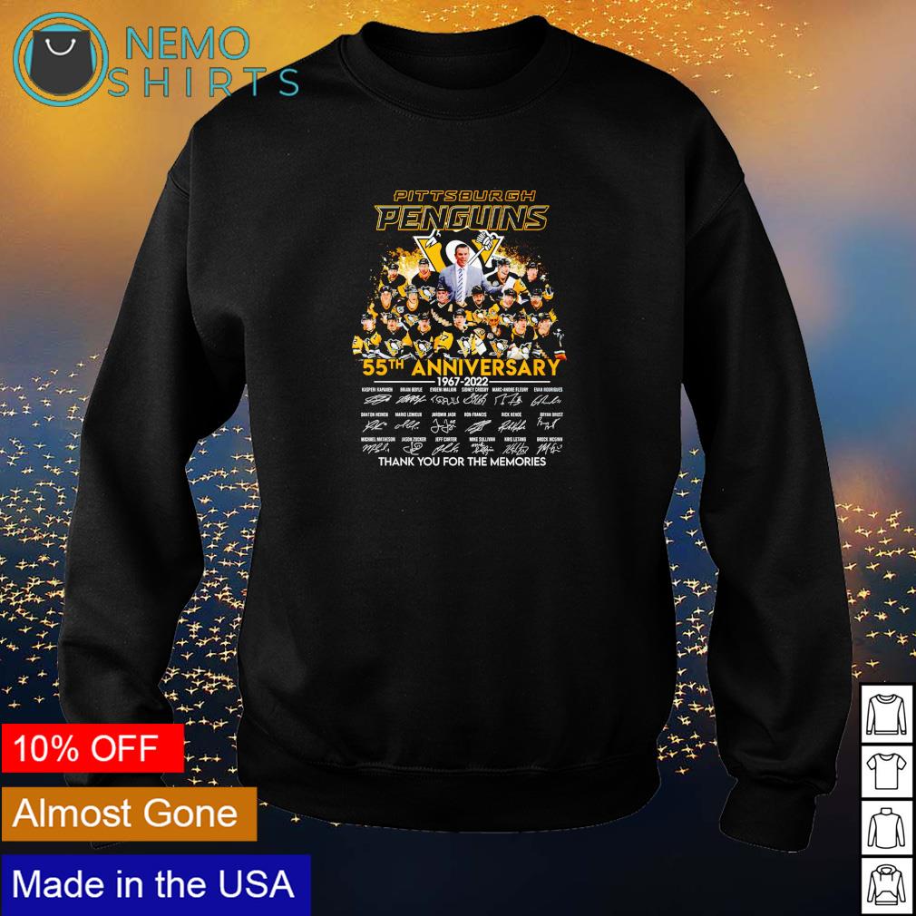 Pittsburgh Penguins 55th anniversary 1967 2022 thank you for the memories  signature T-shirt, tee, tops \u0026 Apparel, image size:1010x1010