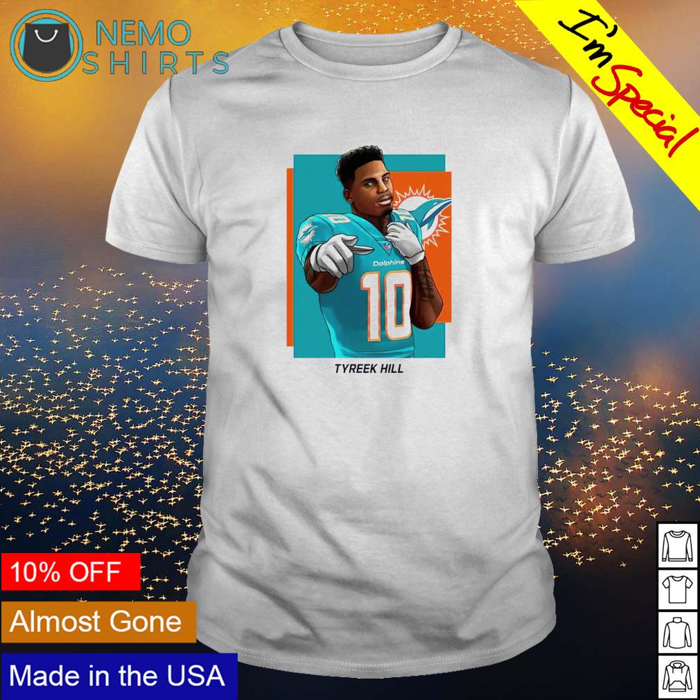 Tyreek Hill Miami Dolphins Men's Orange Name & Number Logo T-Shirt 