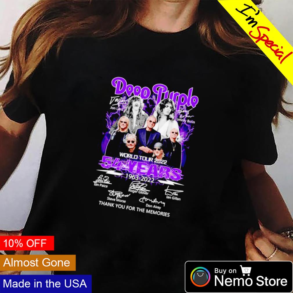 Deep Purple world tour 2022 54 years 1963 2022 signatures shirt