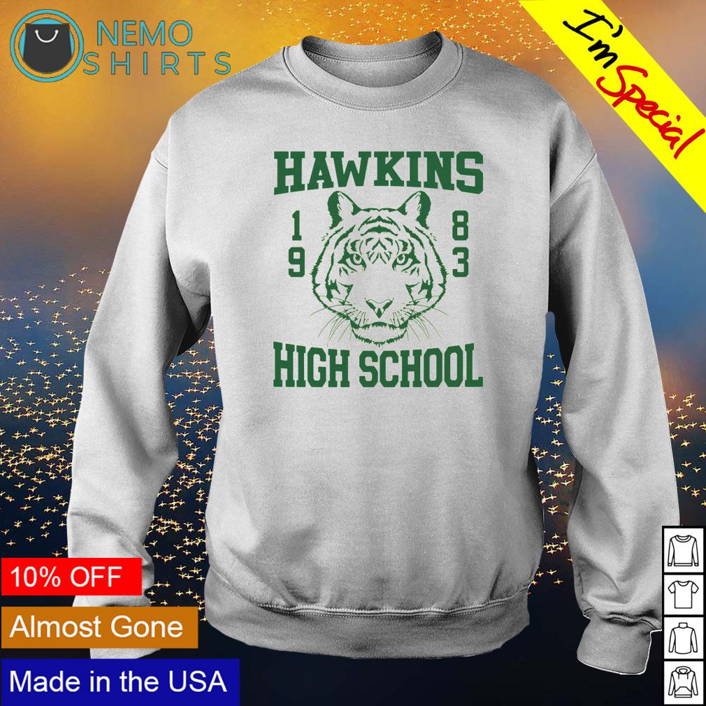 Hawkins high school 1986 green tiger logo shirt, hoodie, sweater