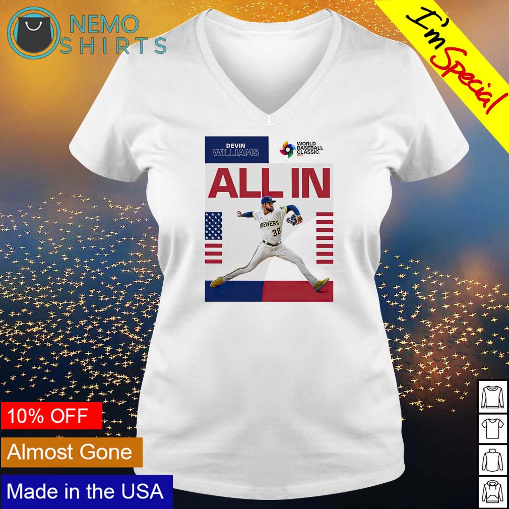 Devin Williams all in for team at USA 2023 world baseball shirt