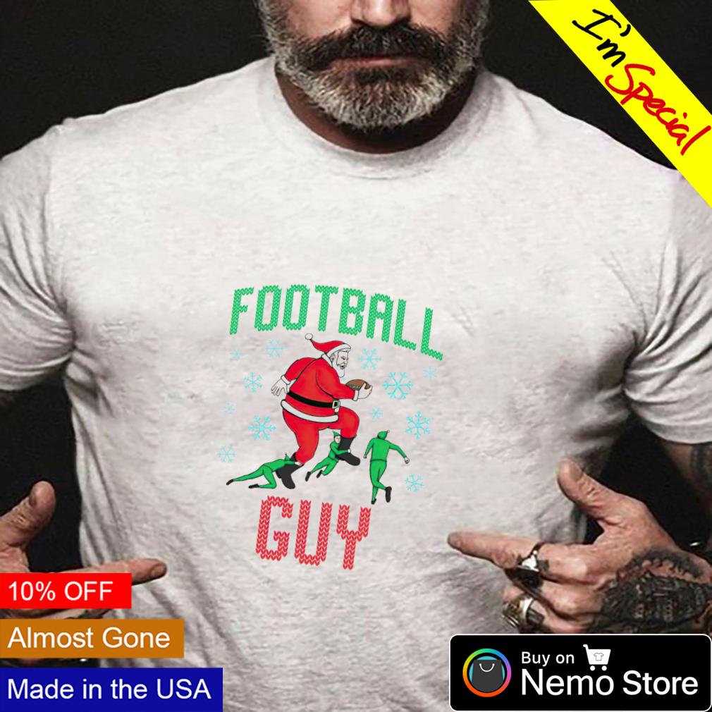 Santa Claus football guy merry Christmas shirt