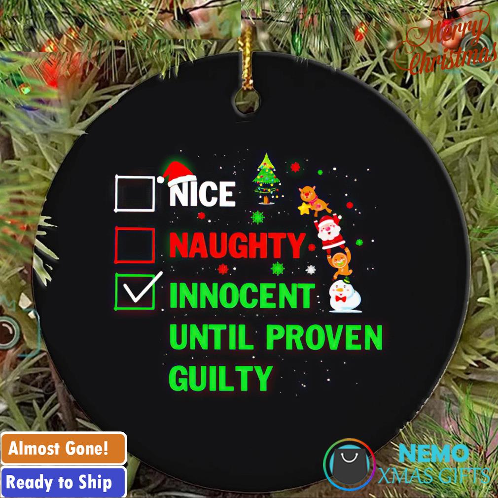 Nice naughty innocent until proven guilty Christmas ornament