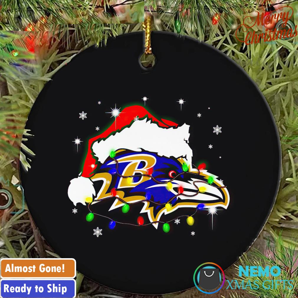 Baltimore Ravens Santa hat Christmas ornament, hoodie, sweater and v-neck  t-shirt