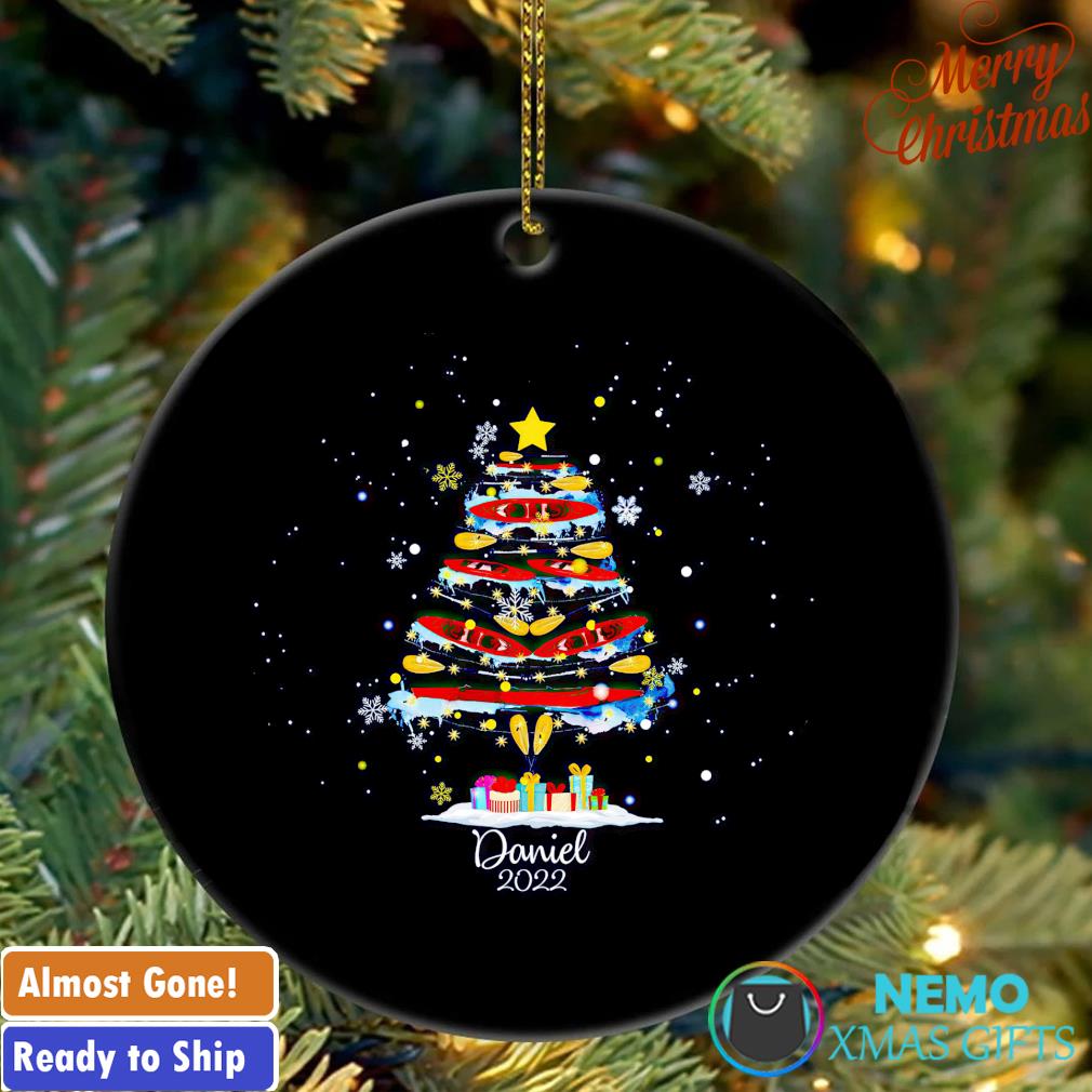 Personalized kayak Christmas tree ornament, hoodie, sweater and vneck