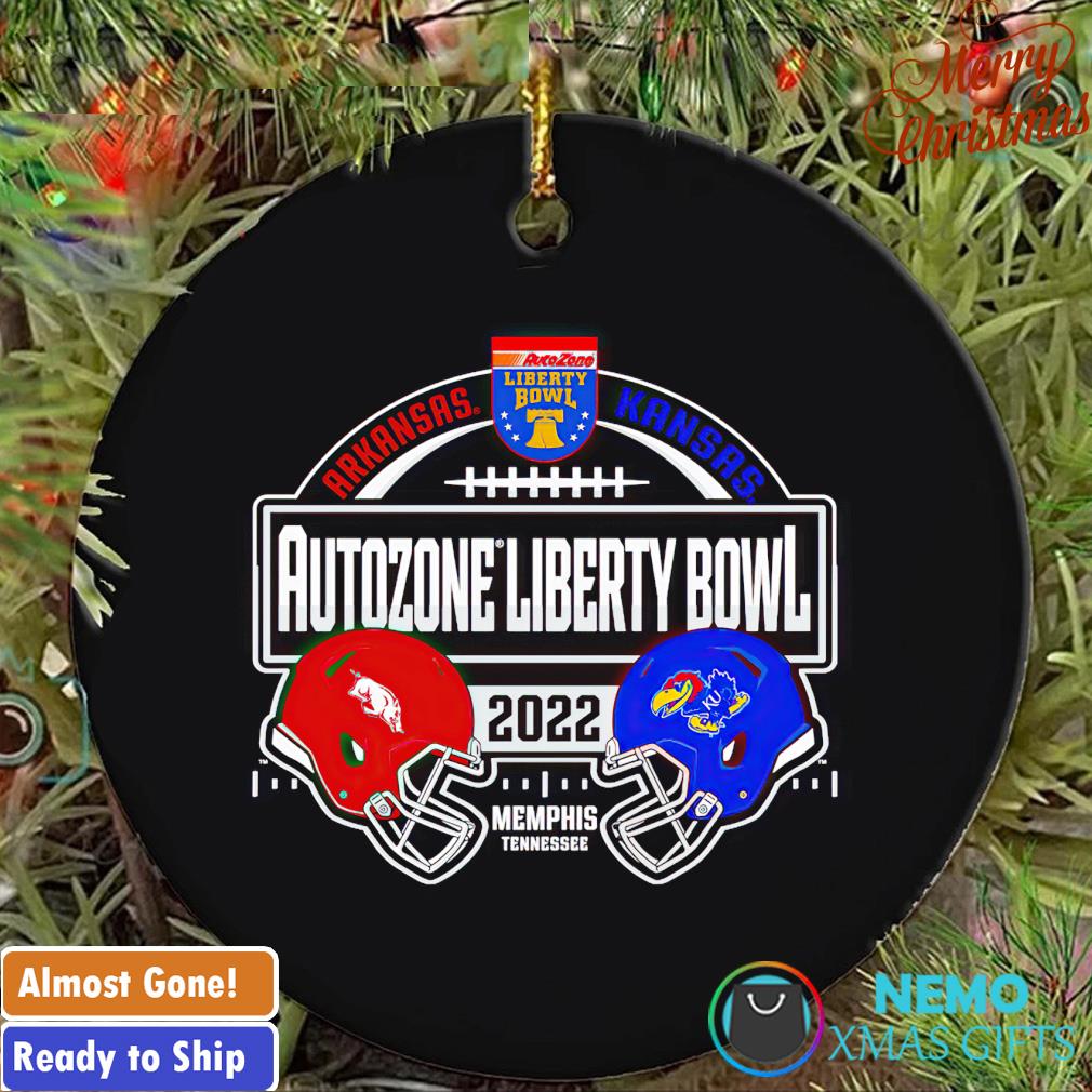 Arkansas Razorbacks vs. Kansas Jayhawks 2022 Liberty Bowl Matchup ornament