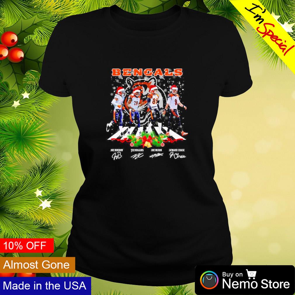 Hot The Bengals Joe Burrow Joe Mixon Ja'marr Chase Tee Higgins