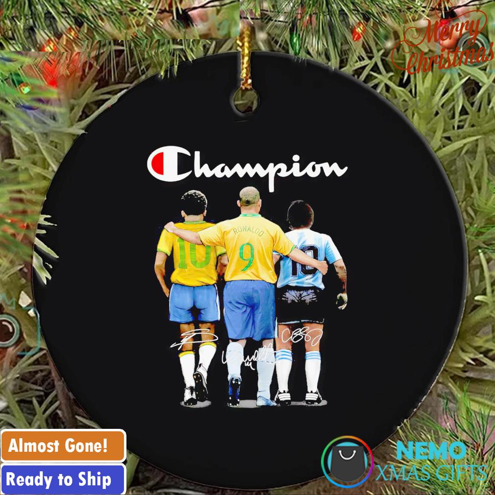 Champions Pele Ronaldo Maradona signatures ornament