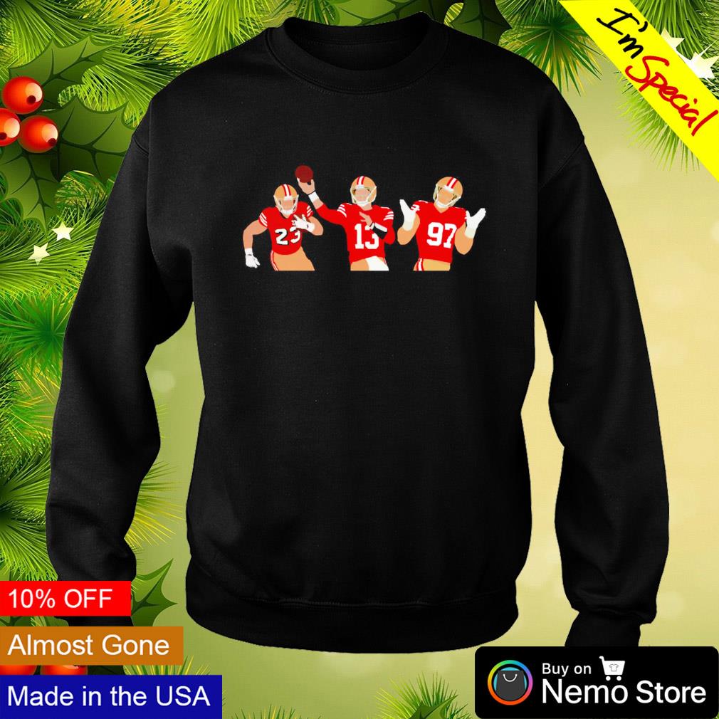 Christian McCaffrey Brock Purdy and Nick Bosa SF 49ers trio art shirt,  hoodie, sweater and v-neck t-shirt