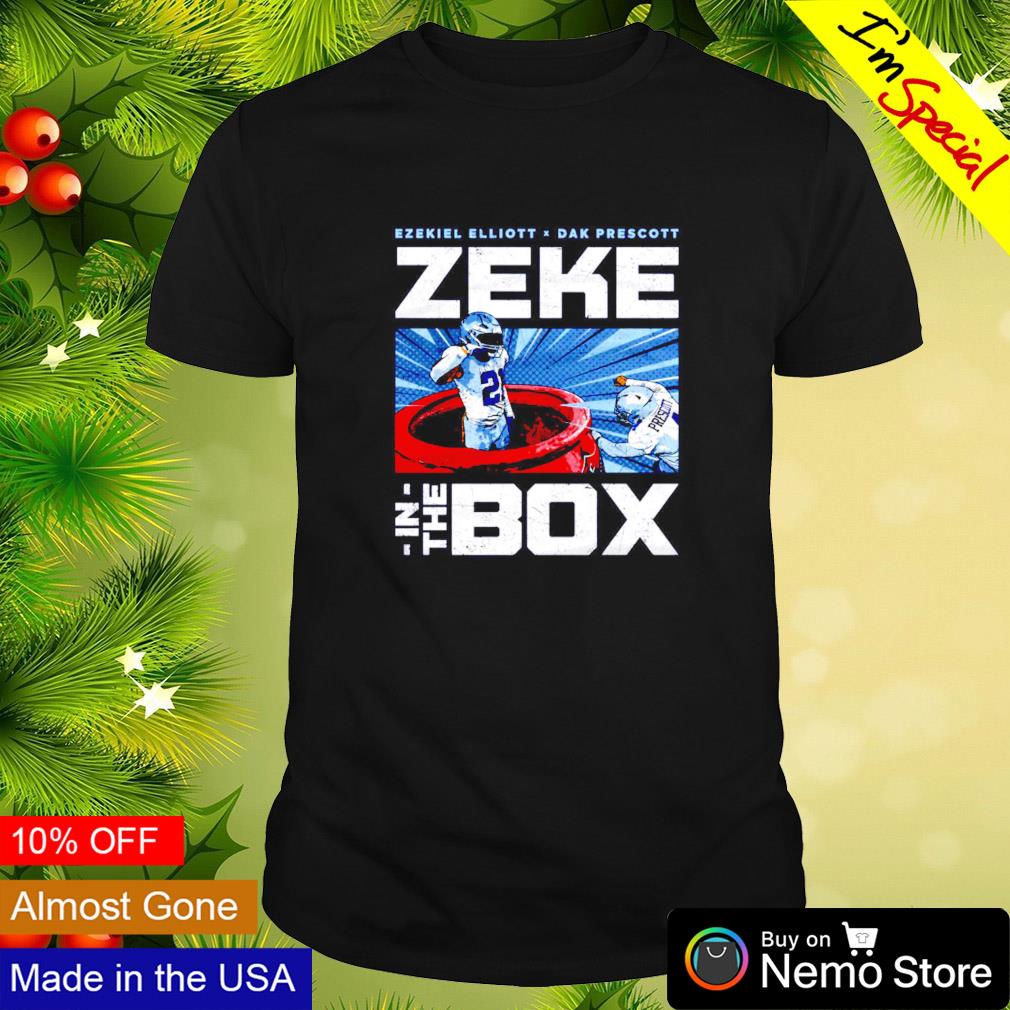 Dallas Cowboys Ezekiel Elliott vs Dak Prescott Zeke in a box shirt