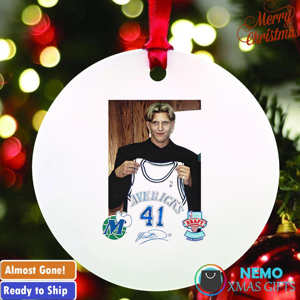 Dallas Mavericks Dirk Nowitzki draft Jersey signature ornament