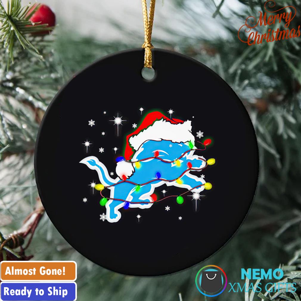 Detroit Lions Santa hat Christmas ornament, hoodie, sweater and v-neck  t-shirt