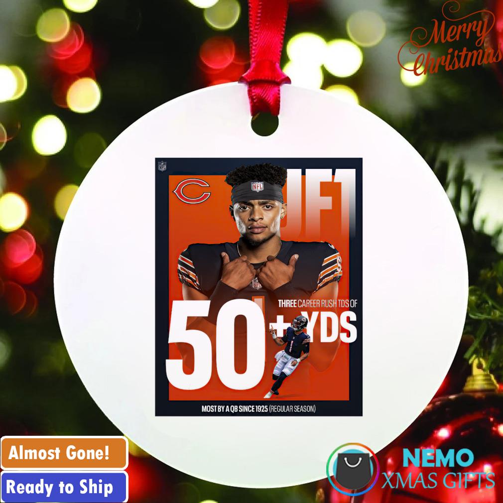 Justin Fields three career rush TDS of 50+ YDS ornament