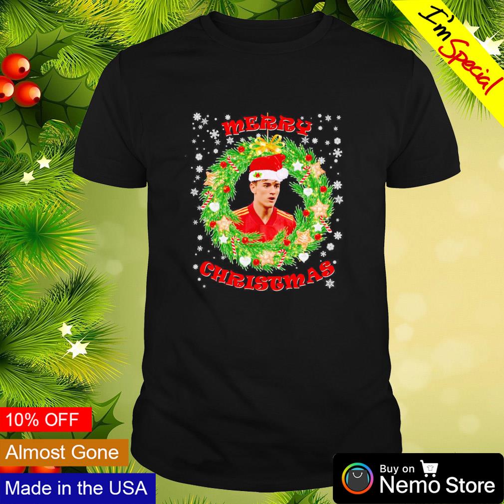 Merry Christmas Pablo Gavi wears Santa hat Christmas wreath shirt