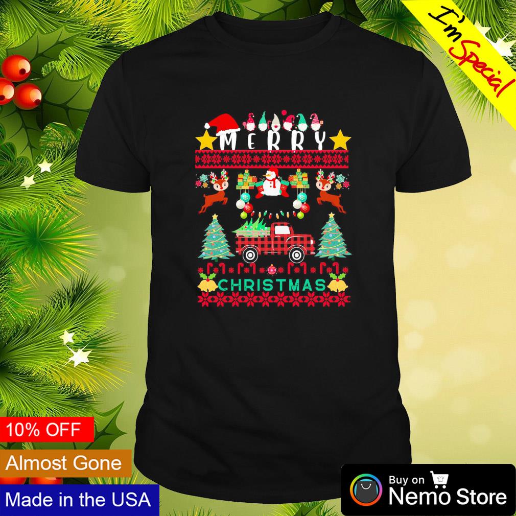 Merry Christmas red truck with tree shirt