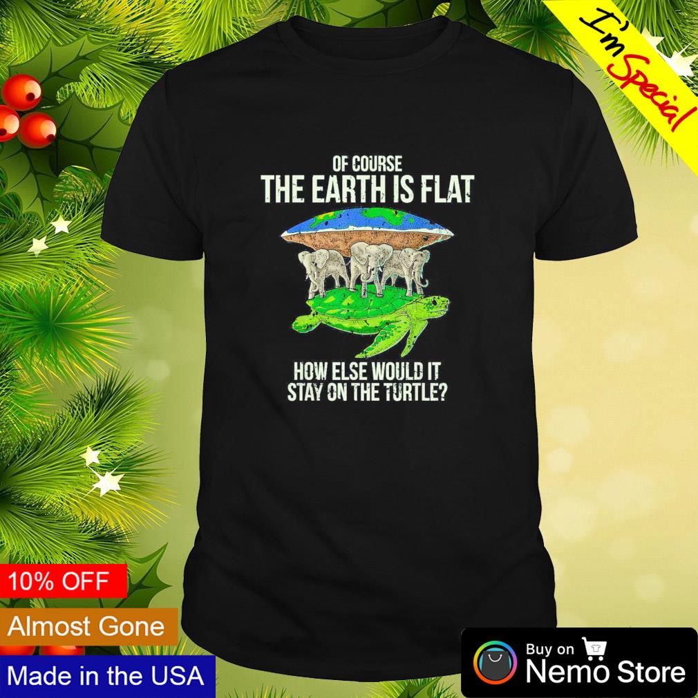 Of course the earth is flat how else would it stay on the turtle shirt