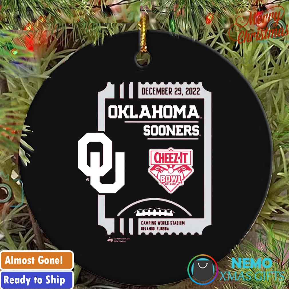 Oklahoma Sooners 2022 Cheez-It Bowl camping world stadium ornament