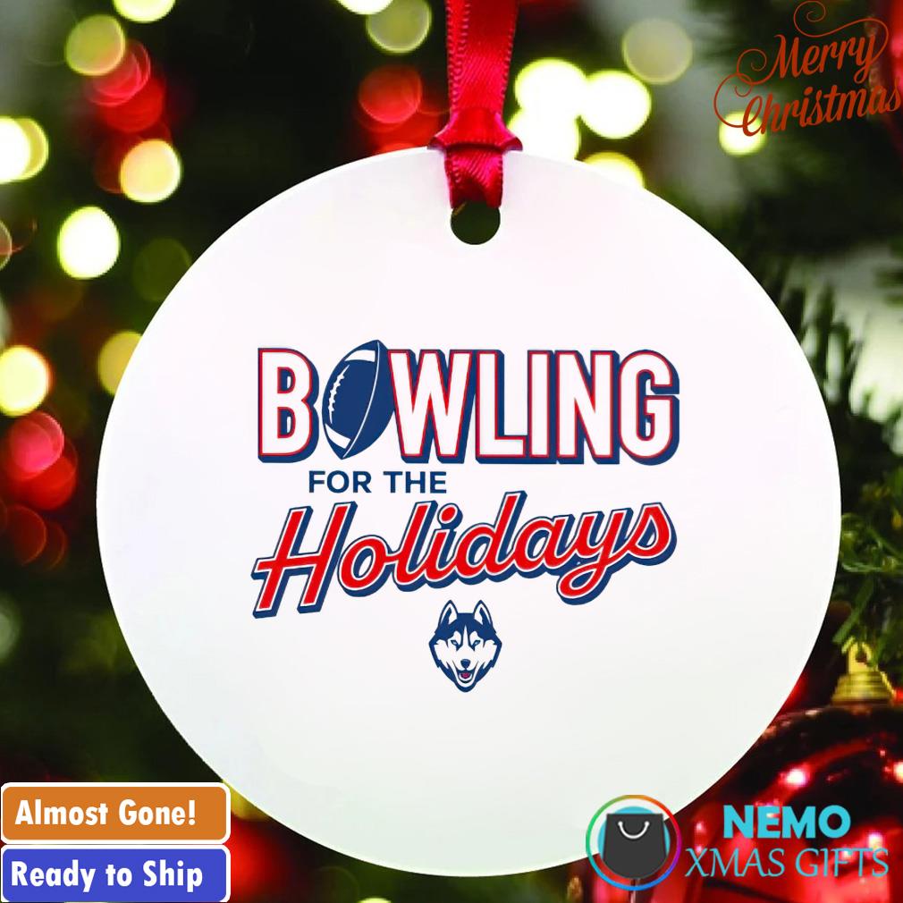 Uconn Huskies bowling for the holidays ornament