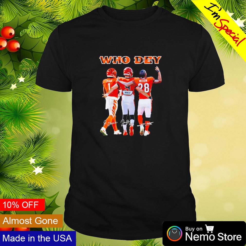 Chase, Burrow, and Mixon Who Dey Cincinnati Bengals T-Shirt