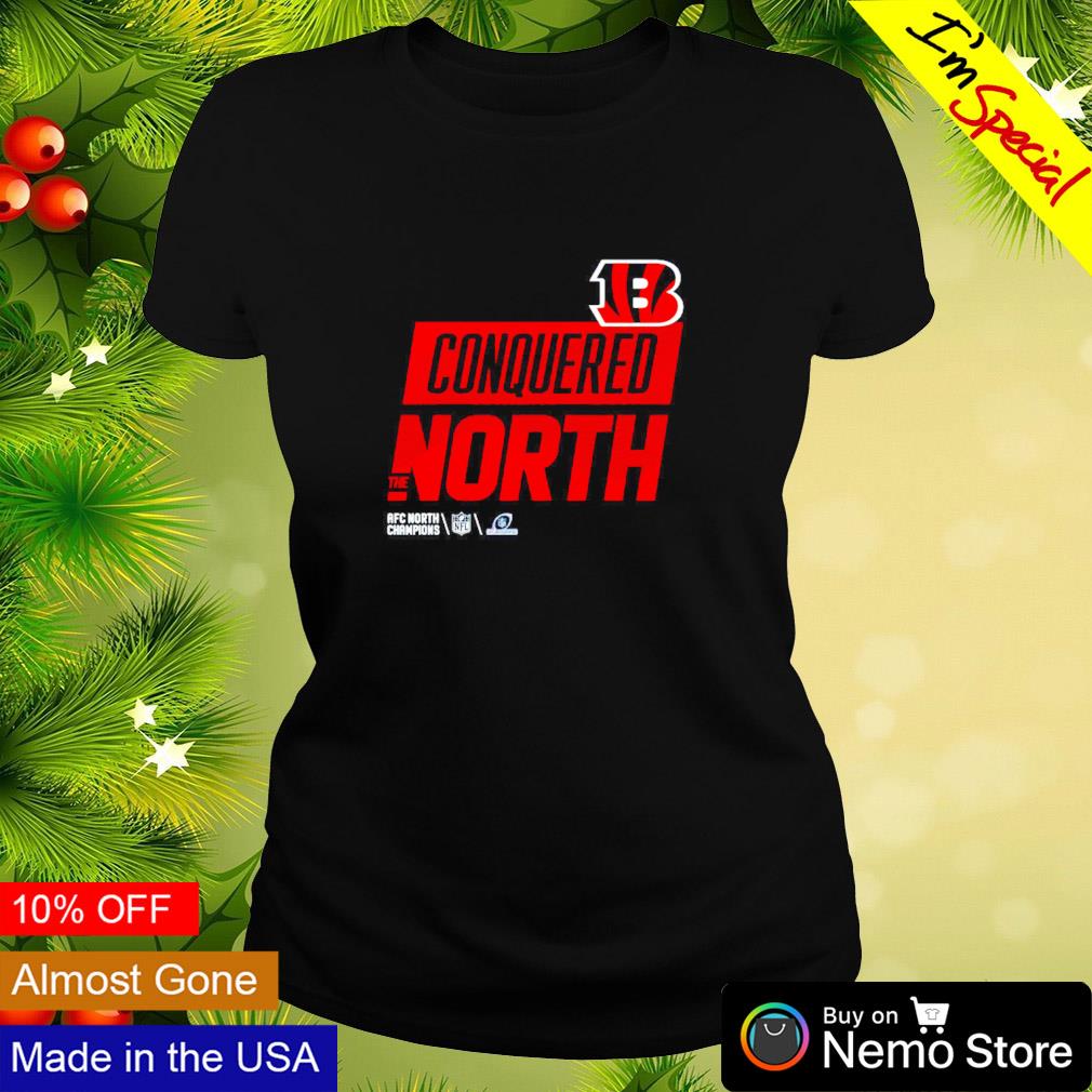 Official conquered the north AFC north champions bengals T-shirt, hoodie,  tank top, sweater and long sleeve t-shirt