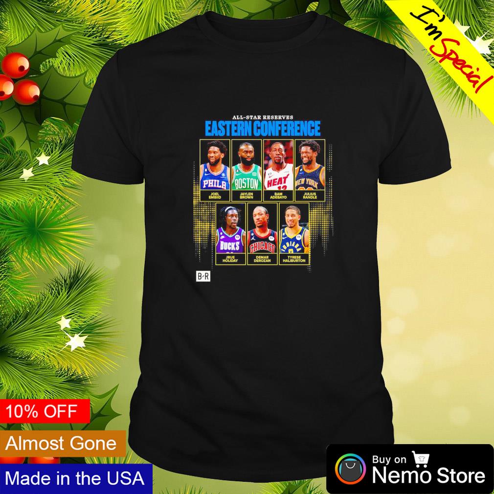 Joel Embiid DeMar DeRozan Jaylen Brown Bam Adebayo Jrue Holiday Julius Randle Tyrese Haliburton East 2023 All-Star reserves shirt