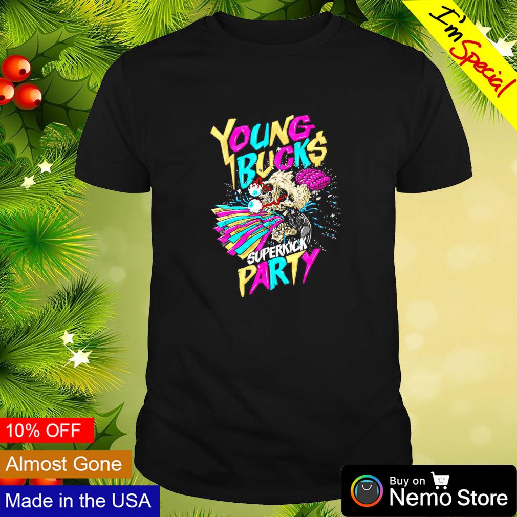 Young Bucks superkick party skull kick shirt