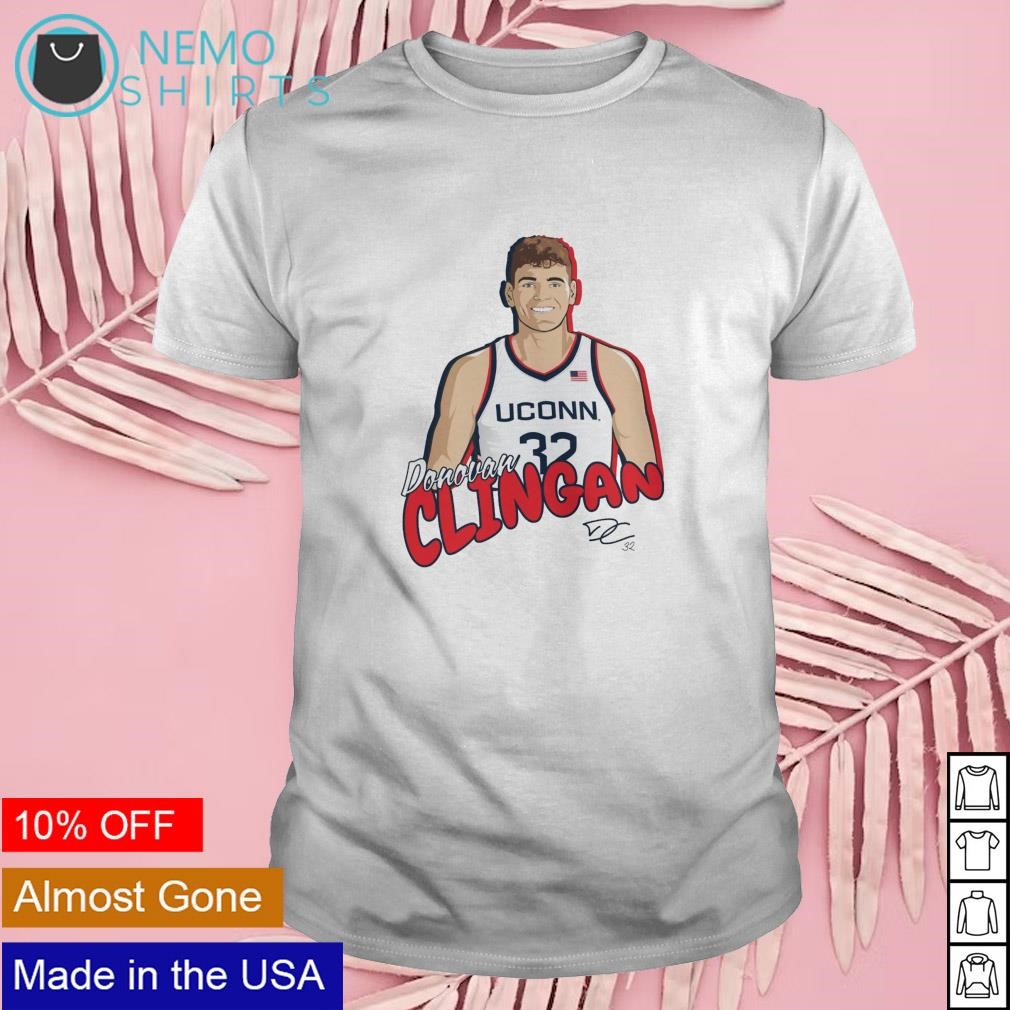 Donovan Clingan UConn Huskies cartoon shirt