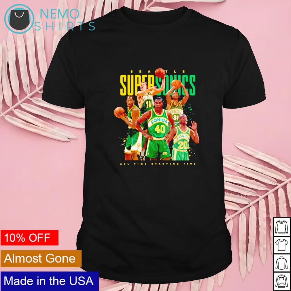 Seattle Supersonics basketball all time starting five shirt