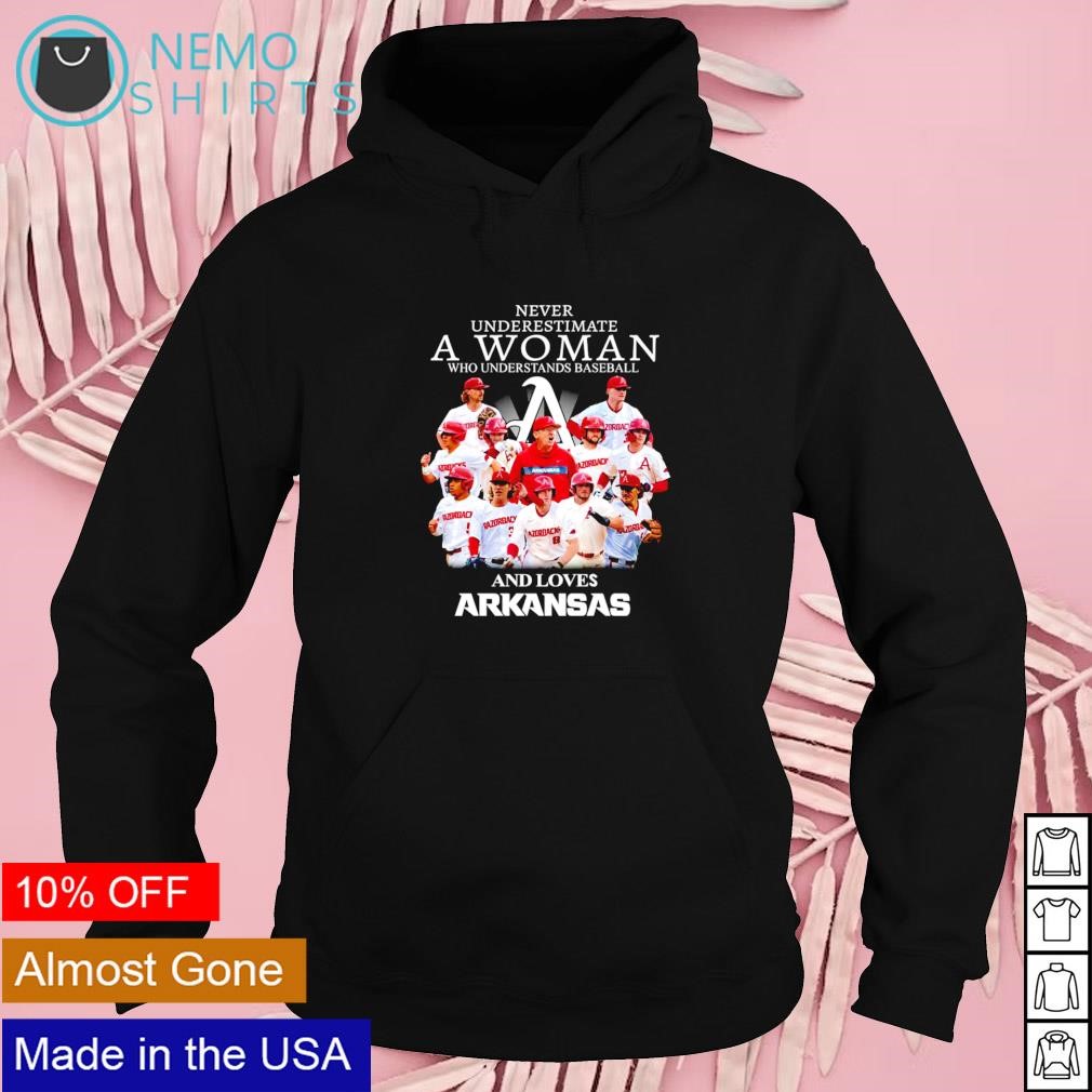 Never underestimate a woman who understands baseball and loves Arkansas shirt Mock-Up Nemo hoodie black.jpg