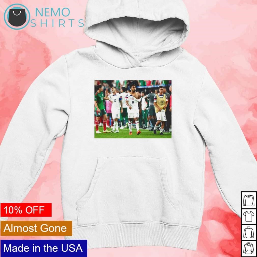 Weston McKennie Christian Pulisic USMNT Tres a Cero shirt new mockup white hoodie.jpg