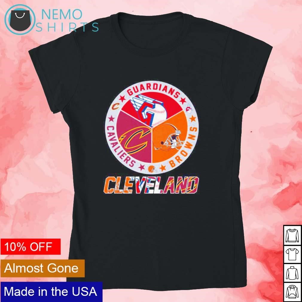 Cleveland Browns Guardians Cavaliers Monsters 4 teams sports circle logo  shirt, hoodie, sweater, long sleeve and tank top